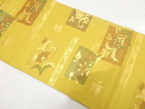 色紙に花唐草模様織り出し　名古屋帯
